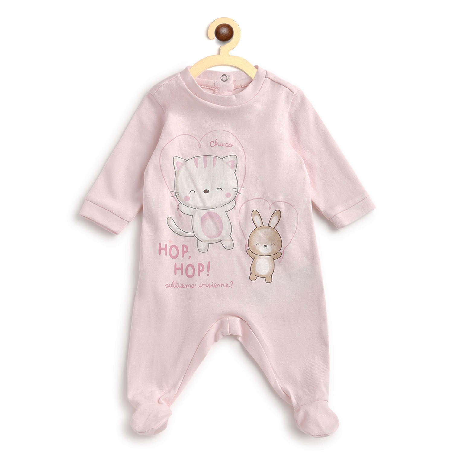 Knitted Babysuit-Back Opening-Pink